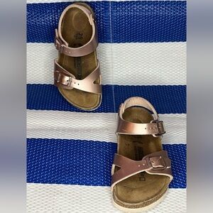 🎉✨ Birkenstock Rio Kids Birko-Flor -  Electric Metallic Copper Baby Girl Size 7